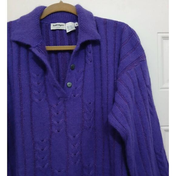Selfridges london womens medium sweater cable  purple angora wool quiet luxury - Picture 3 of 8